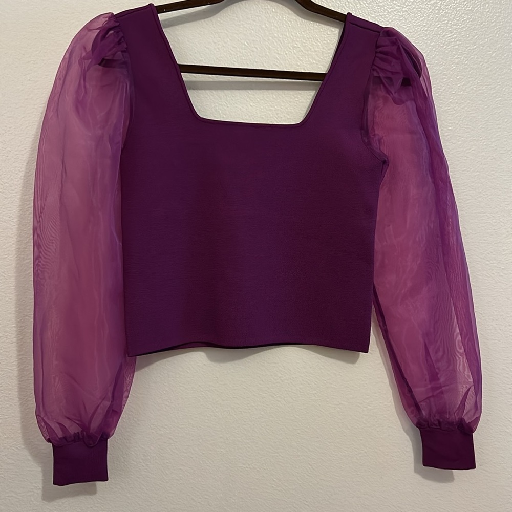 Vibrant Purple Sheer sleeve House of Harlow 1960 Top | Brand New with Tags